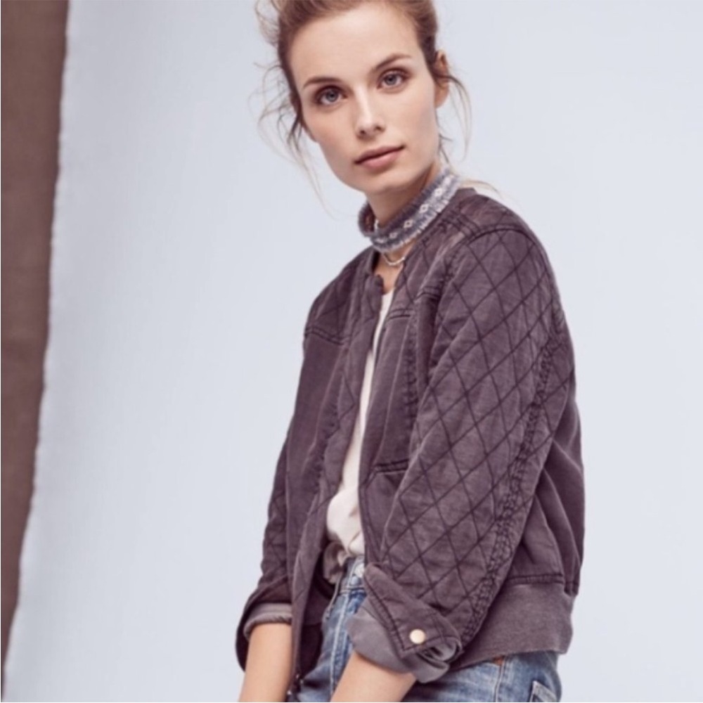 Anthropologie Hei Hei Charcoal Bomber Jacket
